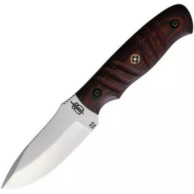 BnB Knives BNB16651 Mamba Hunter Fixed Knife 3.50" D2 Drop Point Plain Edge Blade, Textured G10 Handle and Leather Belt Clip Sheath