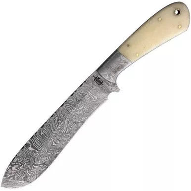 BnB Knives BNB223215 Small Bone Machete 5.00" 1095 Damascus Wharncliffe Plain Edge Blade, Premium Leather Sheath