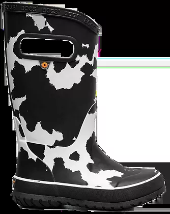 Bogs Kid’s Black White Cow Rain Boots #73169111