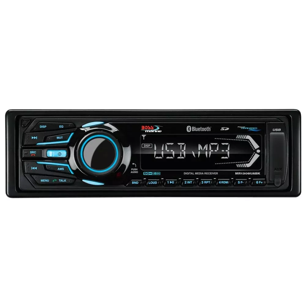 Boss Audio MR1308UABK Bluetooth - Fully Marinized MP3-Compatible Digital Media Receiver w/USB & SD Memory Card Ports & Aux Input - MR1308UABK