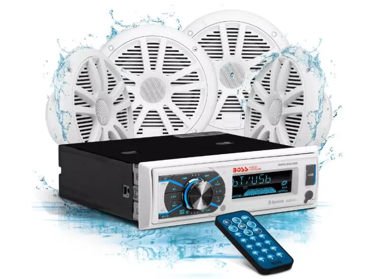 BOSS Audio Systems AM/FM/MP3/USB Bluetooth Receiver Package w/Four 6.5″ Speakers• MCK632WB.64