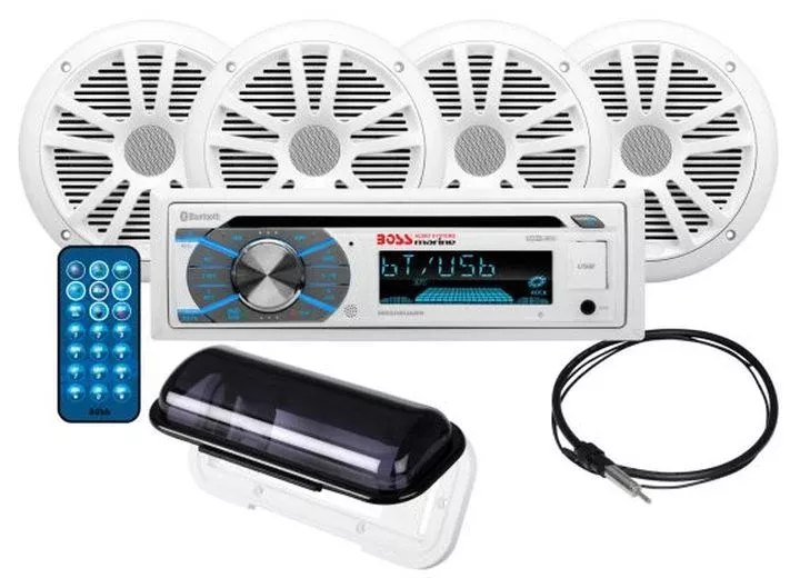 BOSS Audio Systems Marine Receiver and 6.5" Speaker Package, Bluetooth, White• MCK508WB.64S