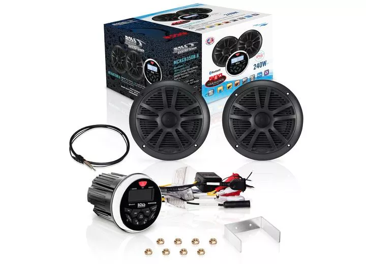BOSS Audio Systems Weatherproof Marine Gauge Receiver and 6.5″ Speaker Package• MCKGB350B.6