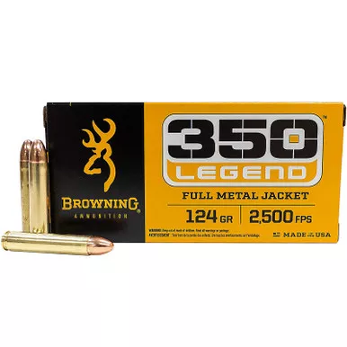 Browning Ammunition B192803501 350 Legend 124 gr Full Metal Jacket 20 Rounds