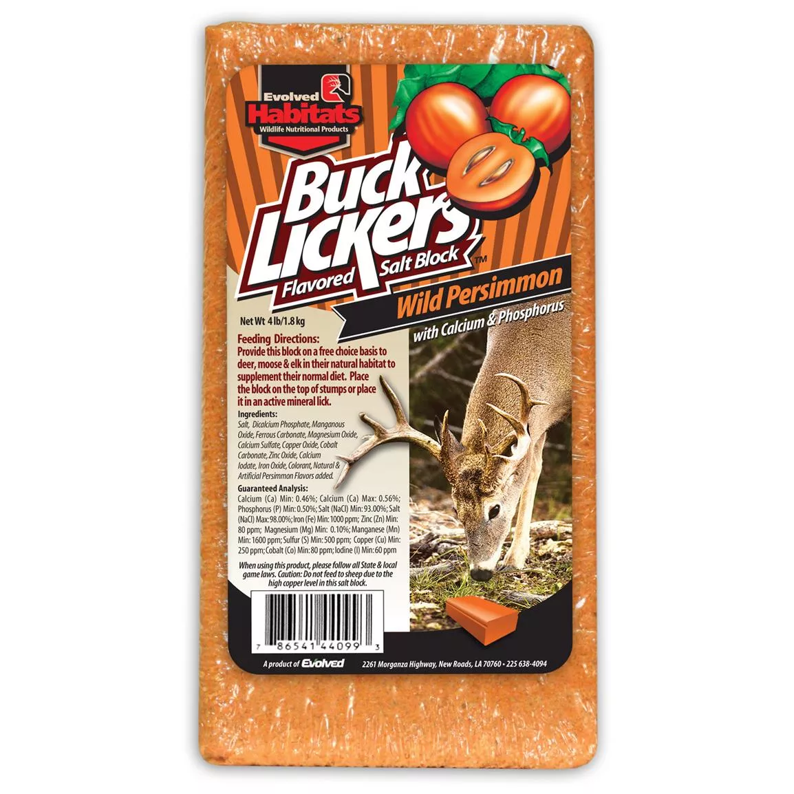 Buck Lickers Flavored Salt Block Wild Persimmon Flavor 4lb