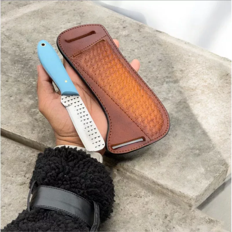 Bull Cutter Cowboy KnifeHeavy-Duty Ranch Blade with Leather Sheath