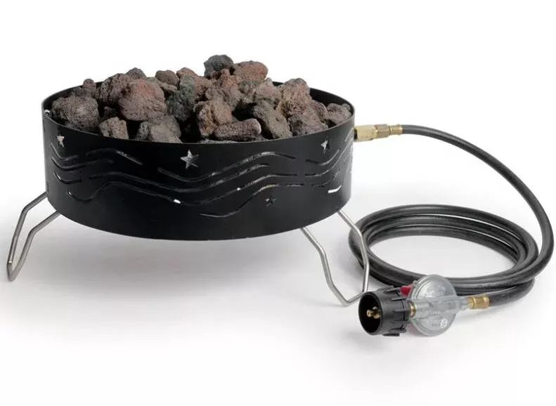 Camco Portable Campfire – w/ 8′ Hose and Regulator, 14.5″ Diameter• 58041