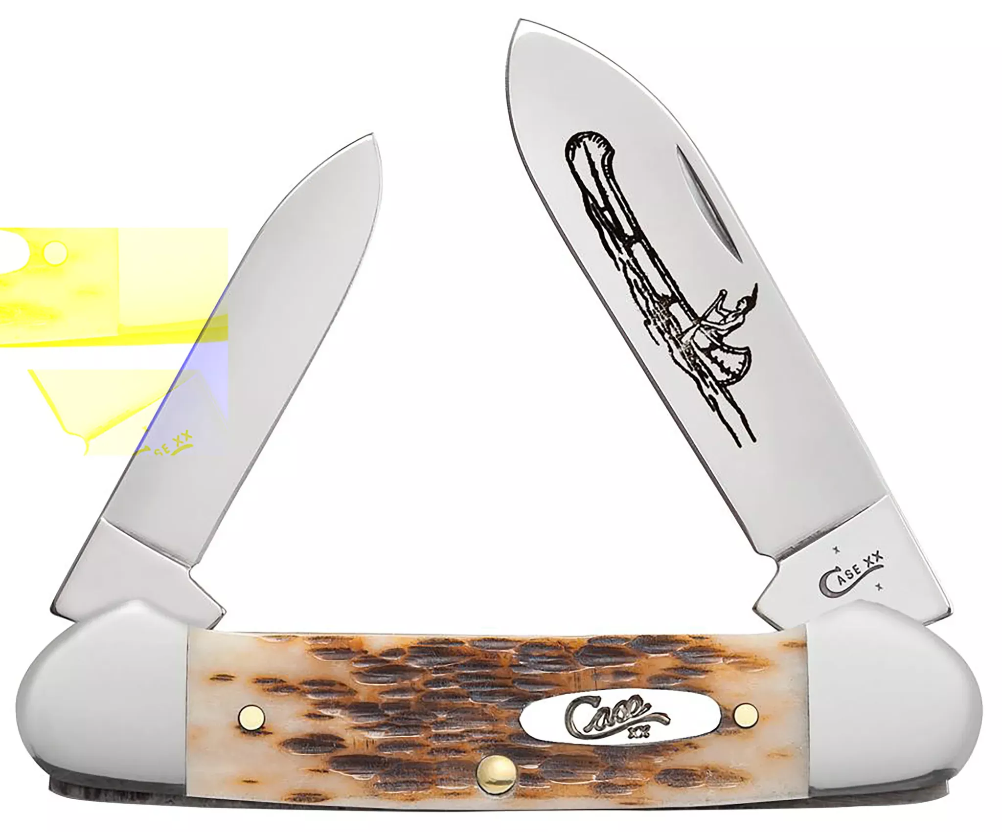 Canoe 2.60″/1.97″ Spear/Pen Plain Folding Knife – Amber