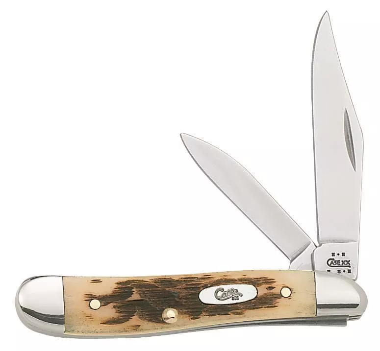 Case Amber Bone Peanut Pocket Knife #00045
