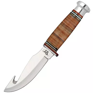 Case Hunter FB Knife 4" DP with GH SS Blade Leather Mushroom Cap Handle