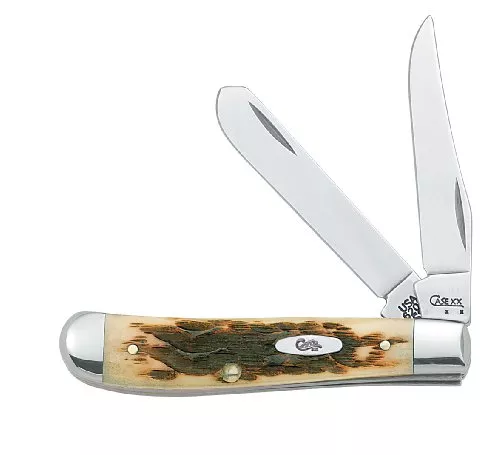 Case Knife Amber Jigged Bone Mini Trapper Folding Knife #00013