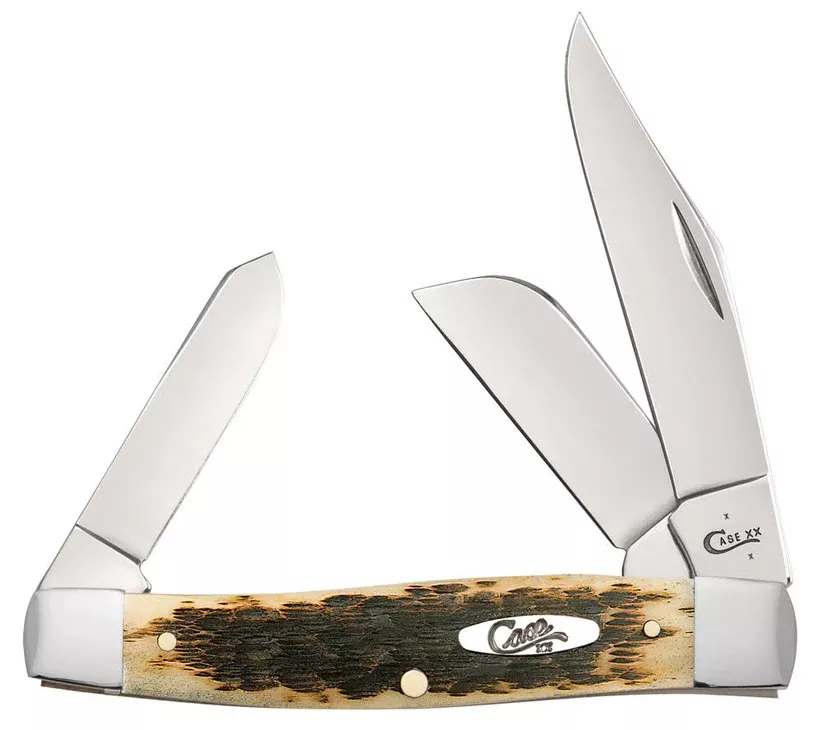 Case Knife Peach Seed Jig Amber Bone CS Large Stockman Knife #00204