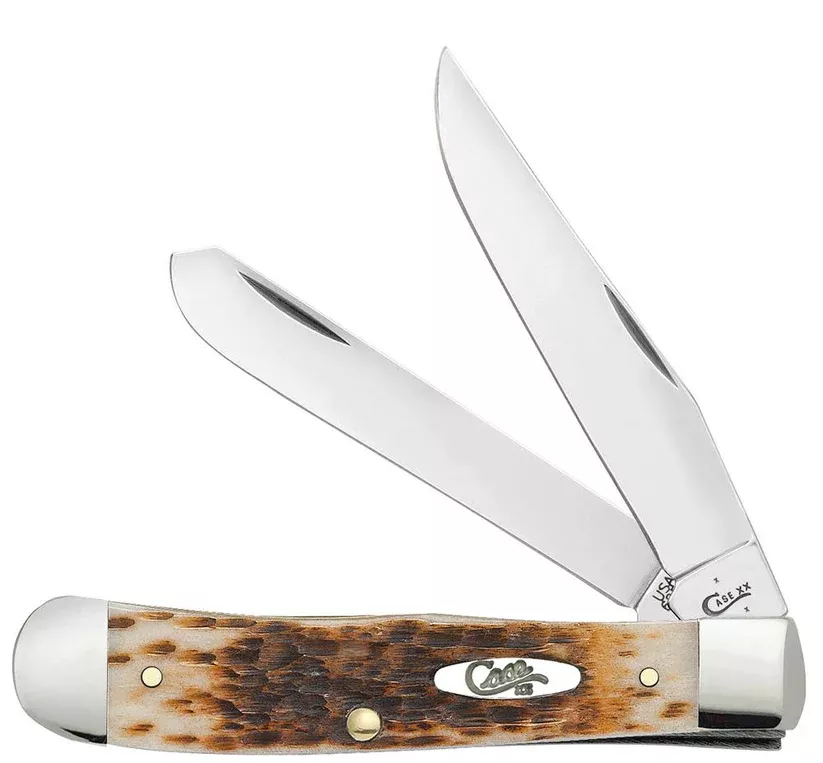 Case Knife Peach Seed Jig Amber Bone CS Trapper #00163