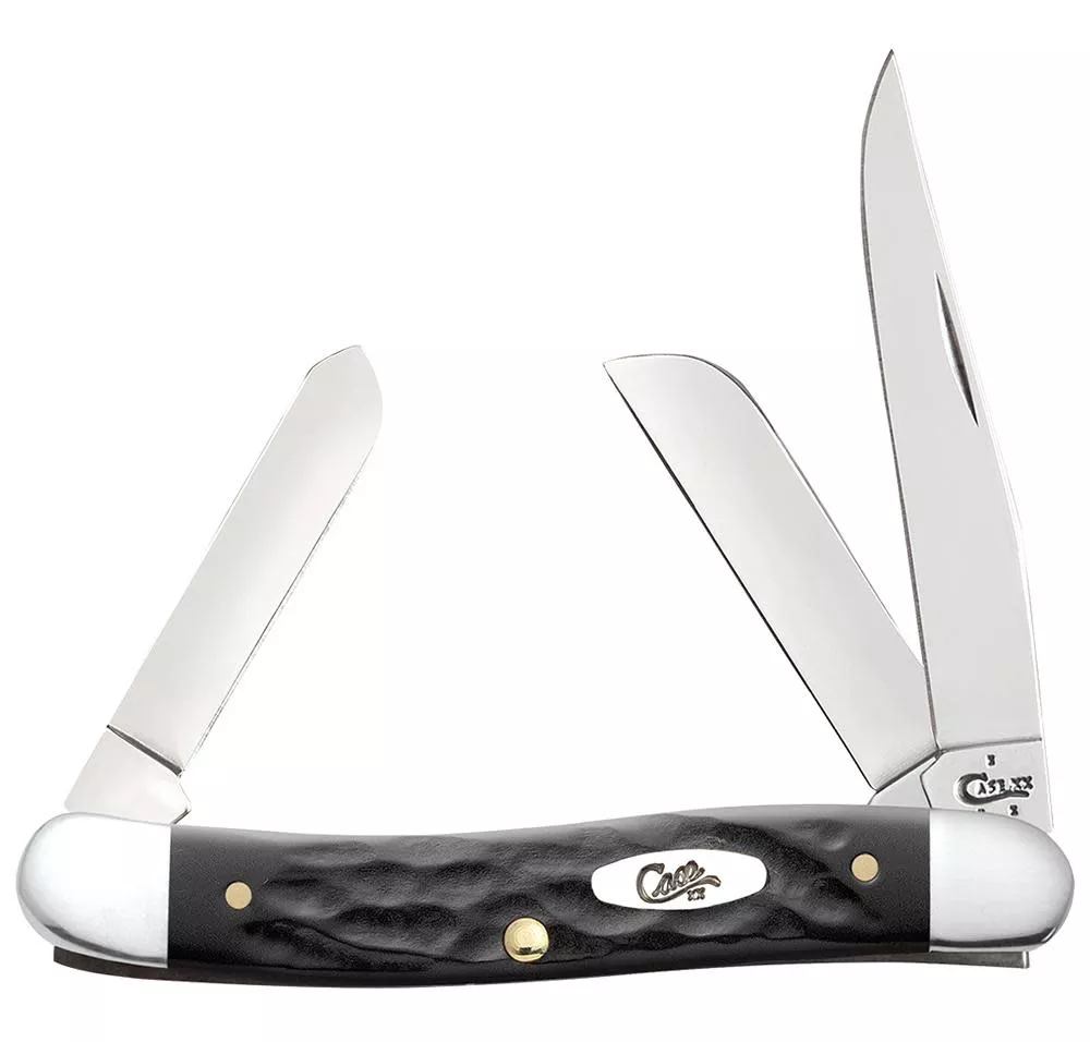 Case Knife Rough Black Synthetic Medium Stockman #18222