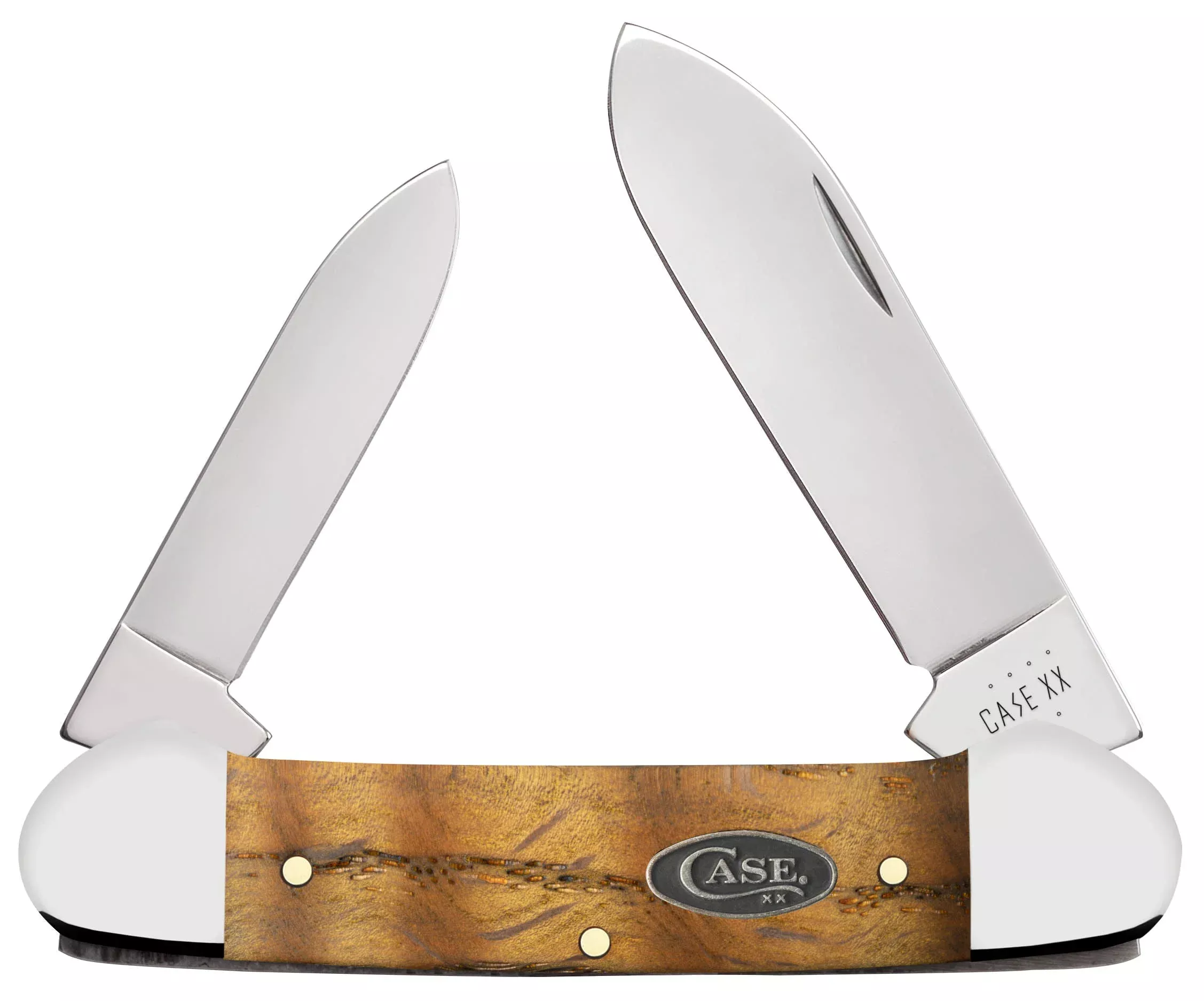 Case Knife Yellow Curly Oak Canoe #47126