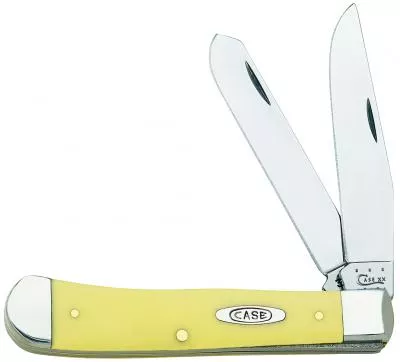 Case Knife Yellow Synthetic Carbon Steel Trapper #00161