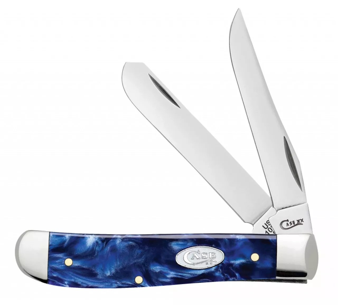 Case Mini Trapper 3 1/2″ Closed Blade – Blue Pearl Kirinite Handle #23432