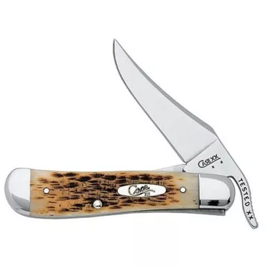 Case RussLock Folding Knife 2.7" Clip Point SSBlade Amber Bone Handle
