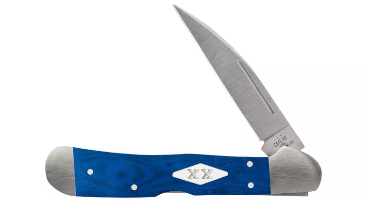 Case Smooth Blue G10 CopperLock Pocket Knife #16756