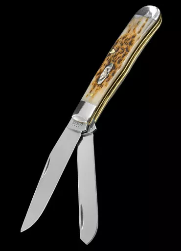 Case Trapper Amber Bone Folding Knife