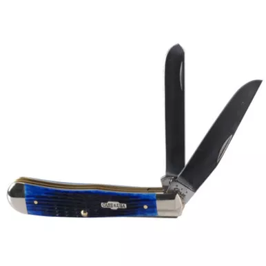 Case Trapper Folding Knife SS Blades Deep Sea Blue Jigged Bone Handle