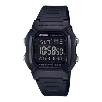 Casio W800H-1BV Classic Digital Watch w/ Blackout Dial, Dual Time & 5 Alarms