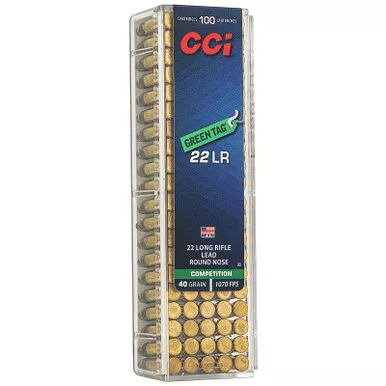 CCI 0033 Competition Green Tag 22LR 40 GR LRN 100 Rounds