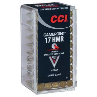 CCI 0052 Small Game GamePoint 17 HMR 20 GR JSP 50 Rounds