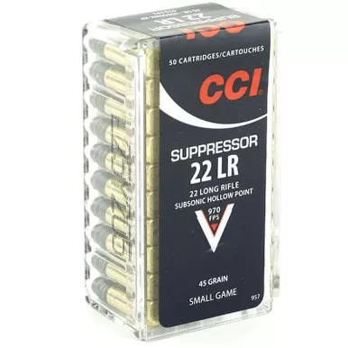 CCI 957 Small Game Suppressor 22LR 45 GR Lead HP 50 Rounds