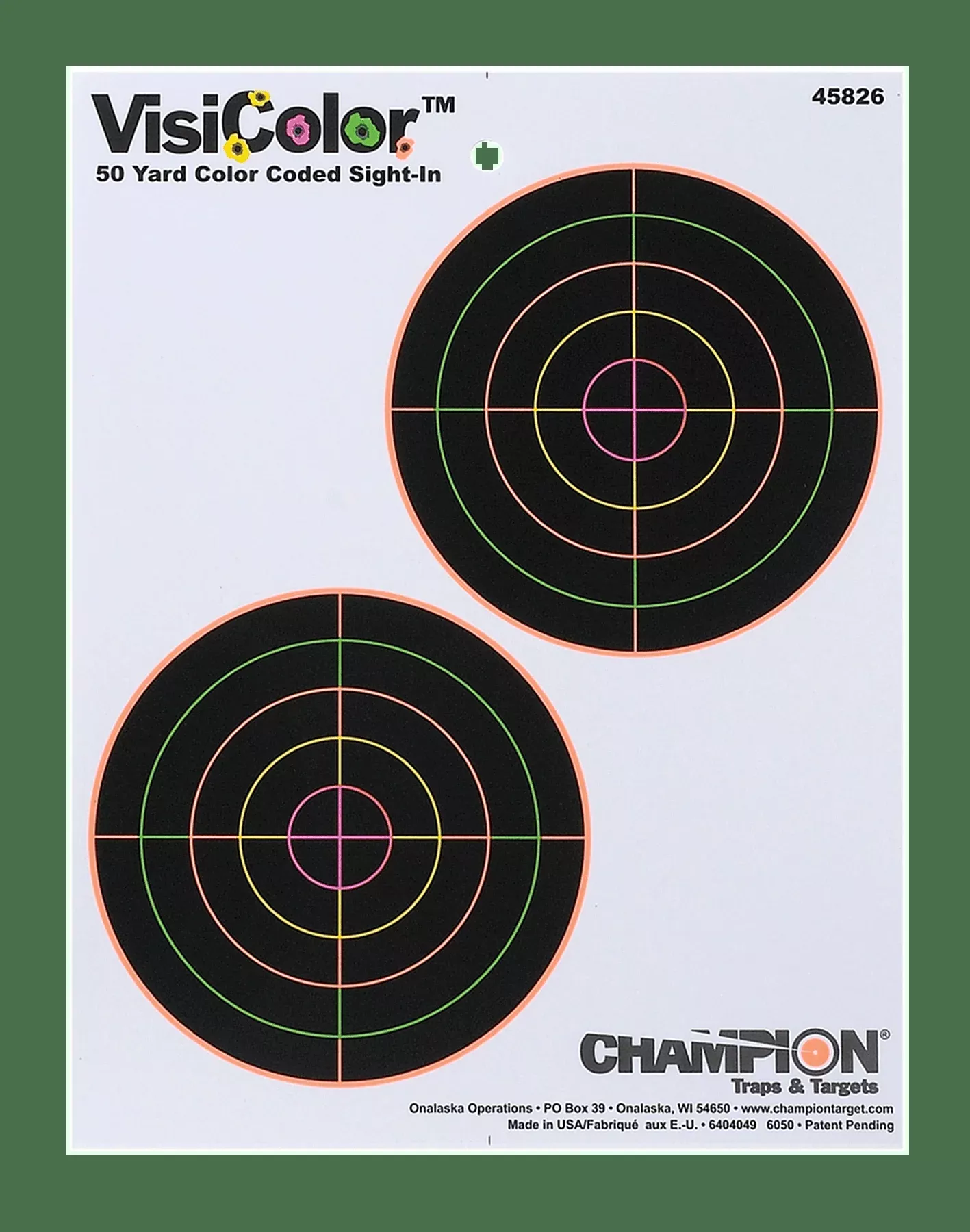 Champion Targets Visicolor, Champ 45826 Visicolor Dbl Bull 5in10