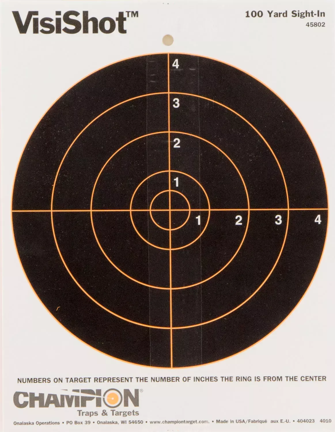 Champion Targets VisiShot Interactive Paper Bullseye Black/White 10 Per Pkg