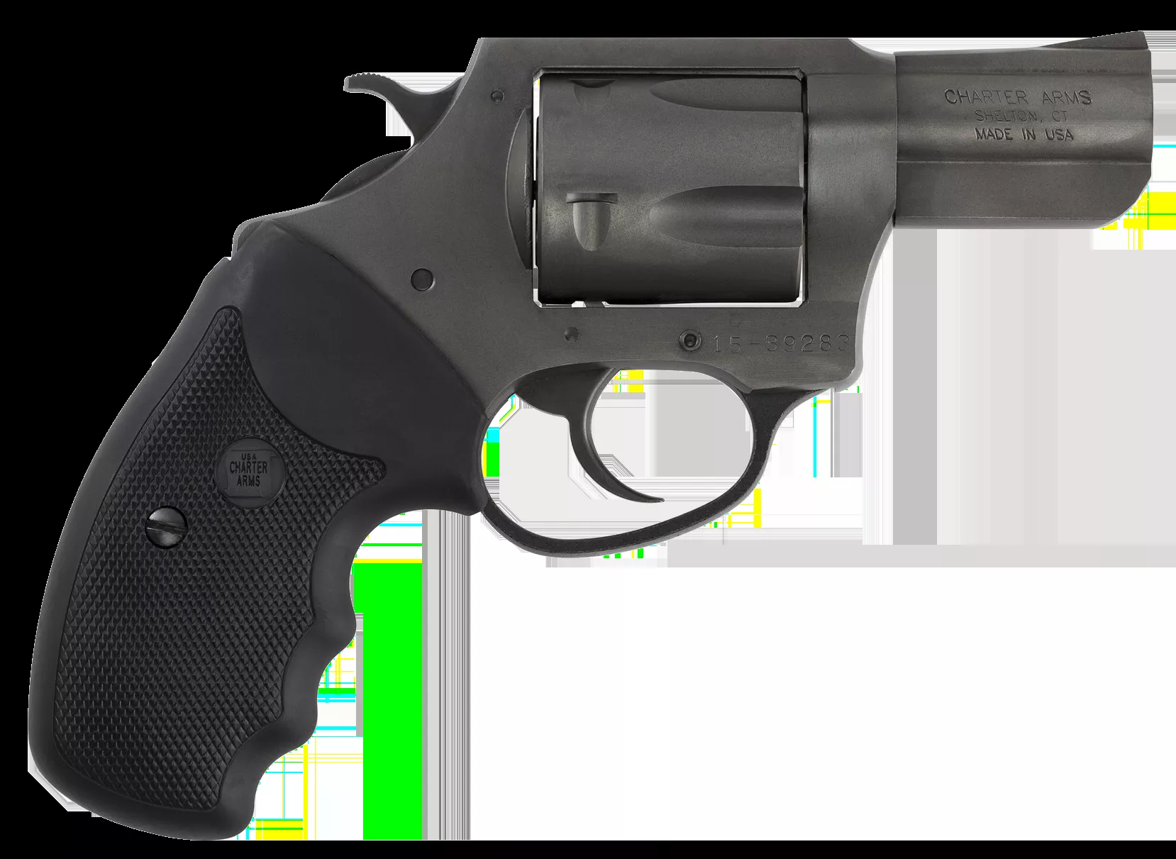 Charter Arms 69920 Pitbull9mm Luger Caliber with 2.20" Barrel, 5rd Capacity Cylinder, Overall Black Nitride+ Finish Stainless Steel & Finger Grooved Black Rubber Grip