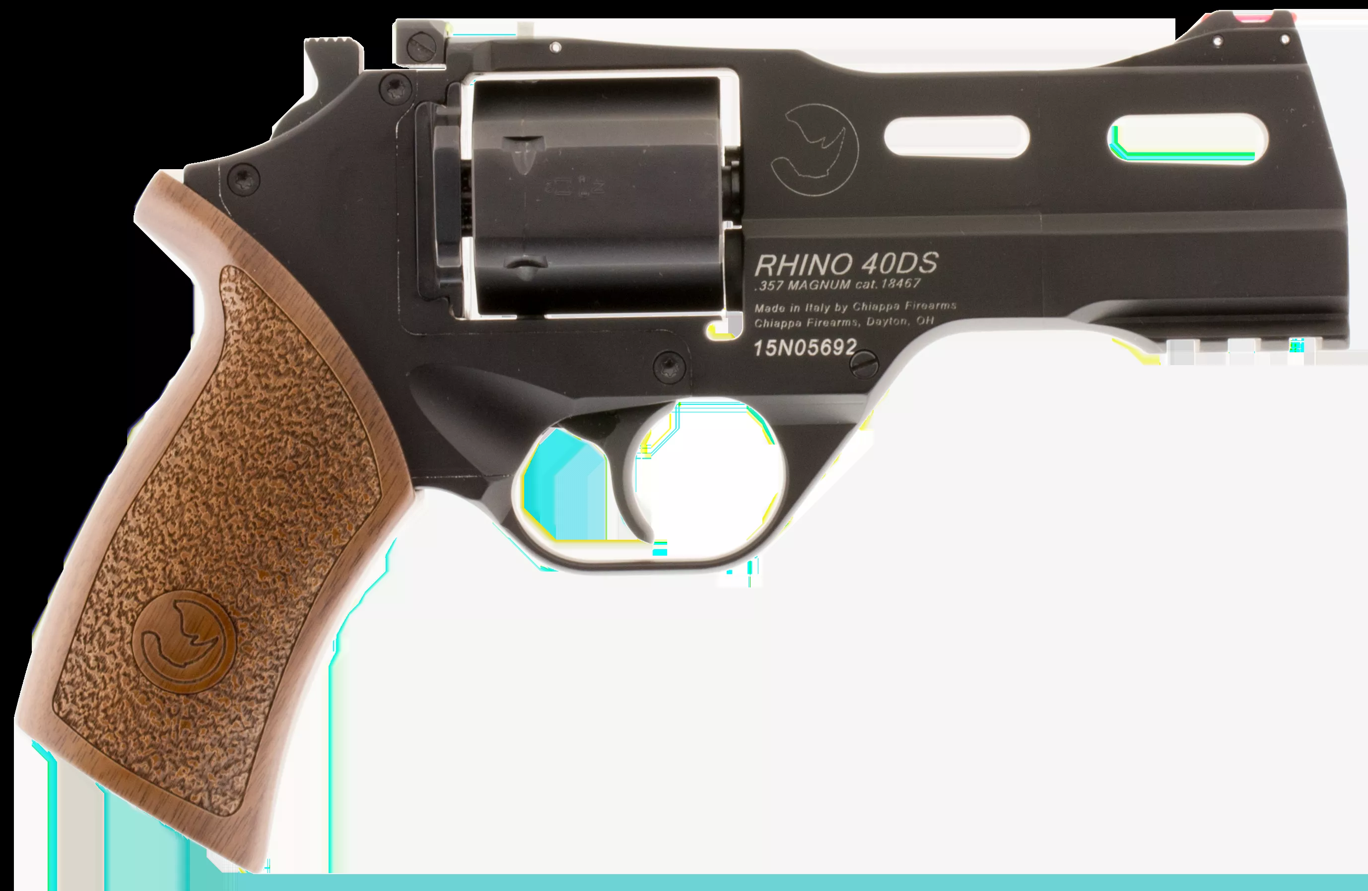 Chiappa Firearms CF340244 Rhino 40SAR *CA Compliant 357 Mag 6rd 4" Black Steel Barrel & Cylinder Black Anodized Aluminum Frame with Walnut Grip