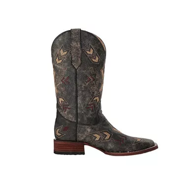 CIRCLE G by CORRAL Womens Distressed Arrowhead Black/Bone Boots (L5253-LD)