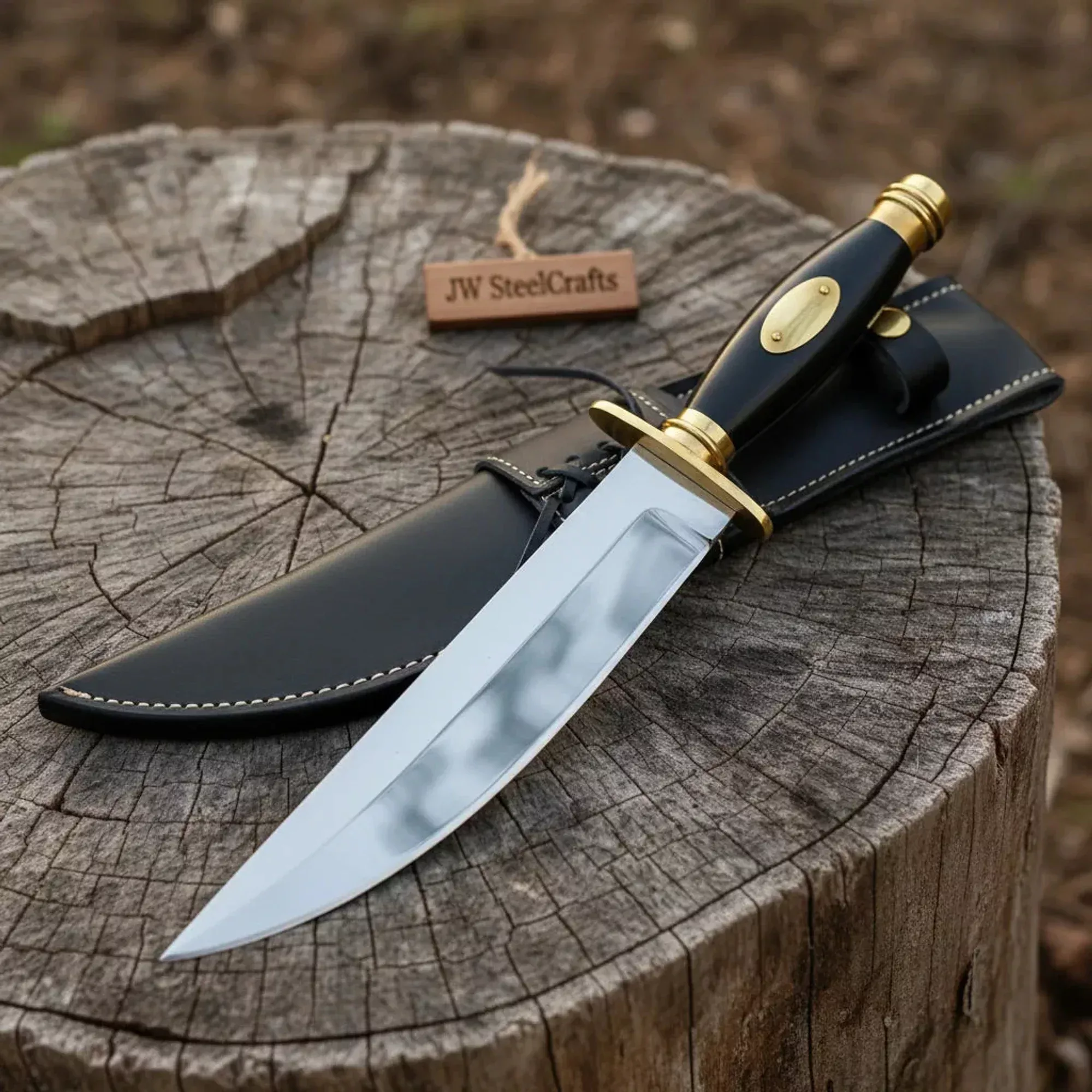 Classic American Clip Point Bowie Knife Fixed Blade 9 Inch Hunting Knife with Guard