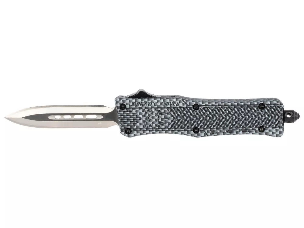 CobraTec 2.75" OTF Knife D2 Dagger Blade Carbon Fiber Handle