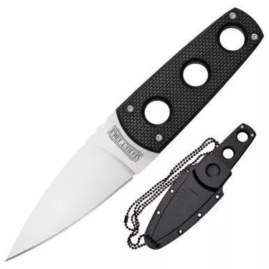 Cold Steel 11SDT Secret Edge Neck Knife 3.50" AUS8A Drop Point Plain Edge Blade, Black Griv-Ex™ Handle