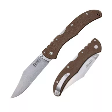 Cold Steel 20KR9Z Range Boss Folding Knife 4.00" 4034SS Clip Point Plain Edge Blade, FDE Long Zy-Ex™ Handle