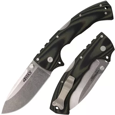 Cold Steel 62RMA 4-MAX Elite Folding Knife 4.00" S35VN Drop Point Plain Edge Blade, Long G10 Handle