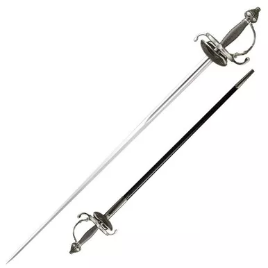 Cold Steel 88FCR Cavalier Rapier 36" 1055 Carbon Blade, Leather Sheath