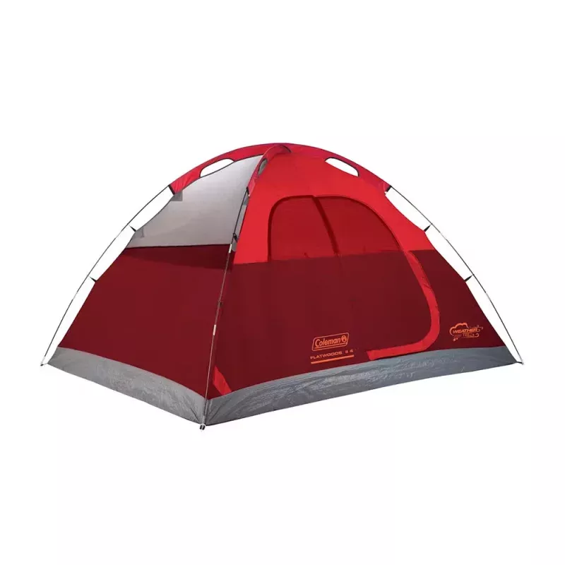 Coleman 4-Person Flatwoods II Lightweight Dome Camping Tent – Red