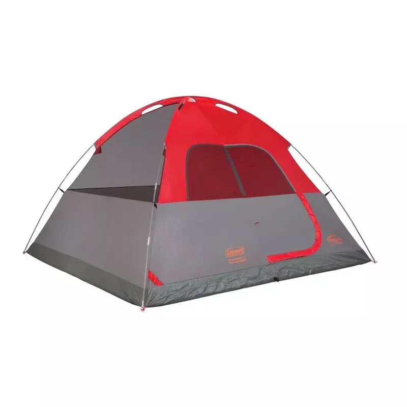 Coleman 6-Person Flatwoods II Lightweight Dome Camping Tent – Red
