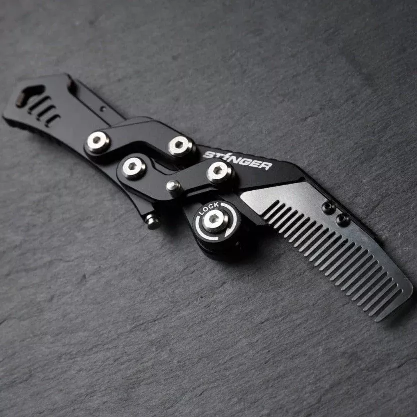 Comb: Stinger Godzilla Comb, Hair Comb, Beard Comb, Grooming Comb, EDC - Matte Black