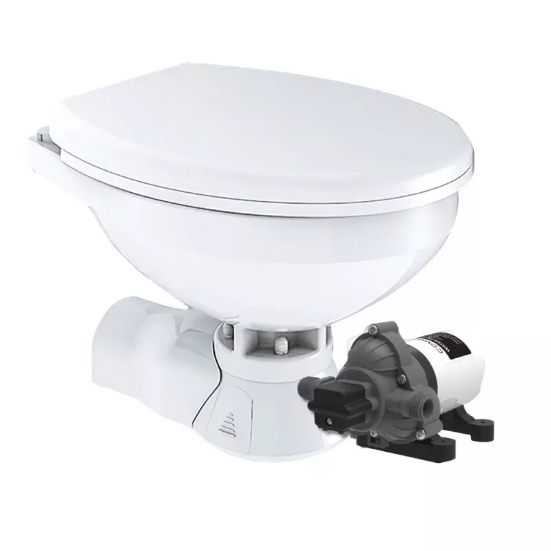 Commodore Quiet Flush Electric Toilet – Rear Macerator – Raw Water Pump – Regular Size