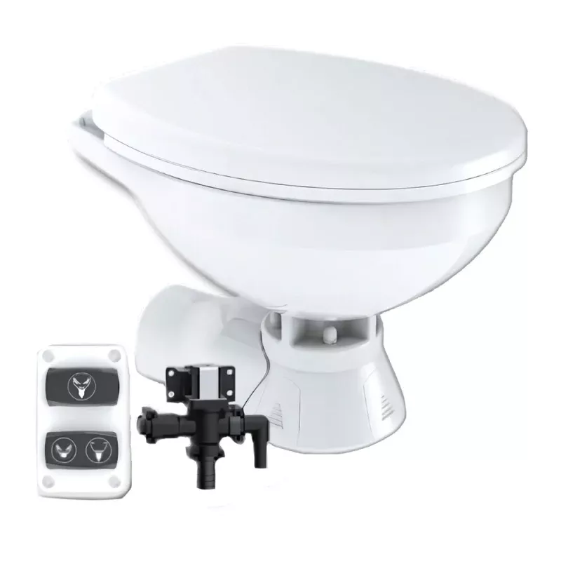 Commodore Quiet Flush Electric Toilet – Rear Macerator w/Solenoid Valve – Regular Size