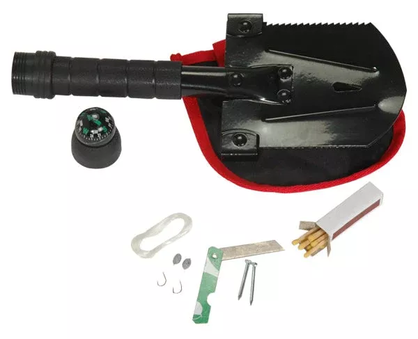 Compact Multi-Function Survival Shovel | Folding Tool with Compass & Survival Kit