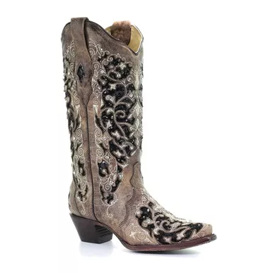 CORRAL Ashley Flowered Embroidery Brown Boot (A3569-LD)