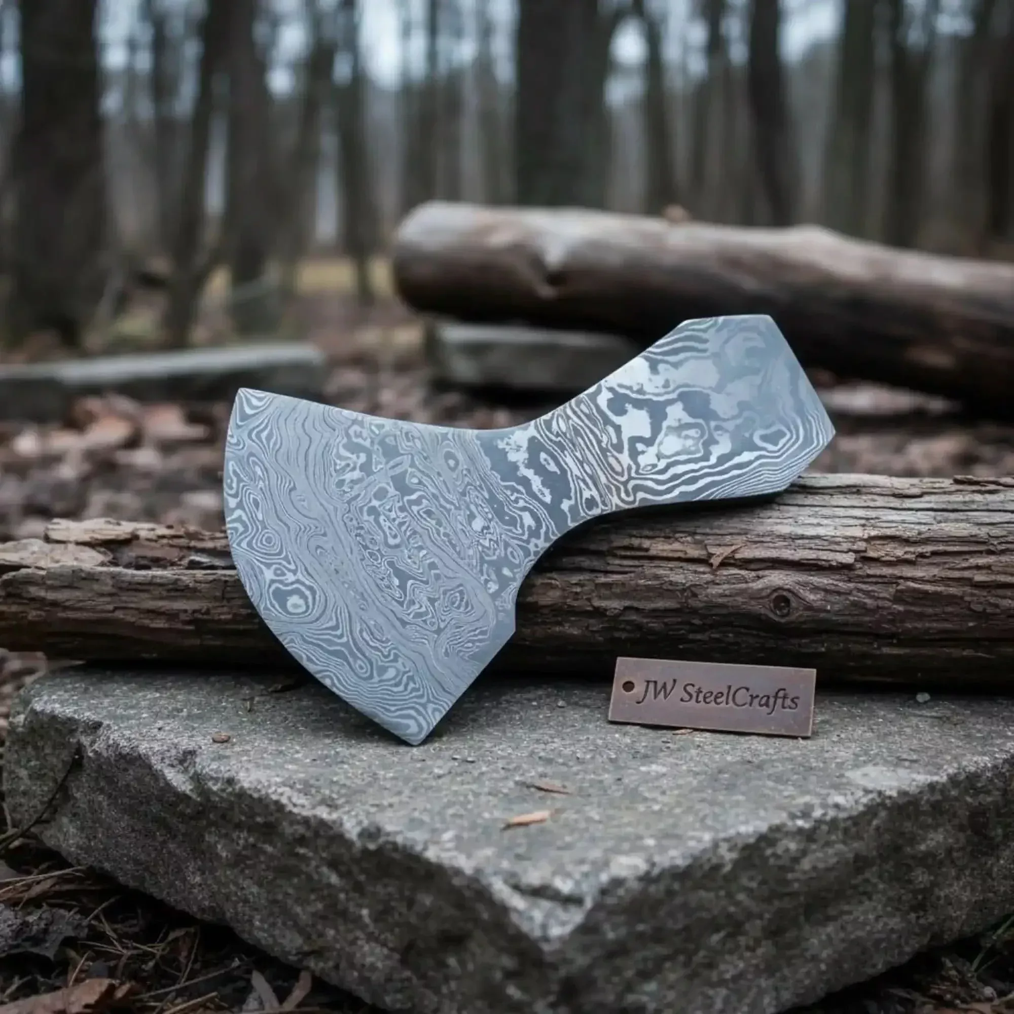 Craghollow Steel Axe Head 6″ Handmade Damascus Blank for Custom Axe Builds
