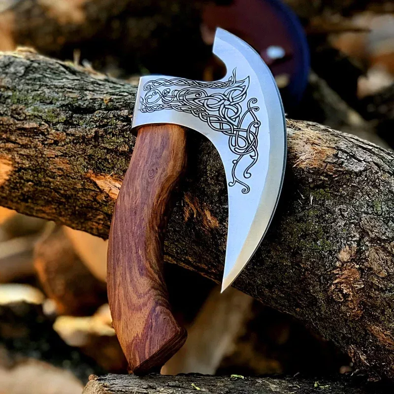 Custom Hand-Engraved Axe Pizza Cutter8 J2 Steel Blade