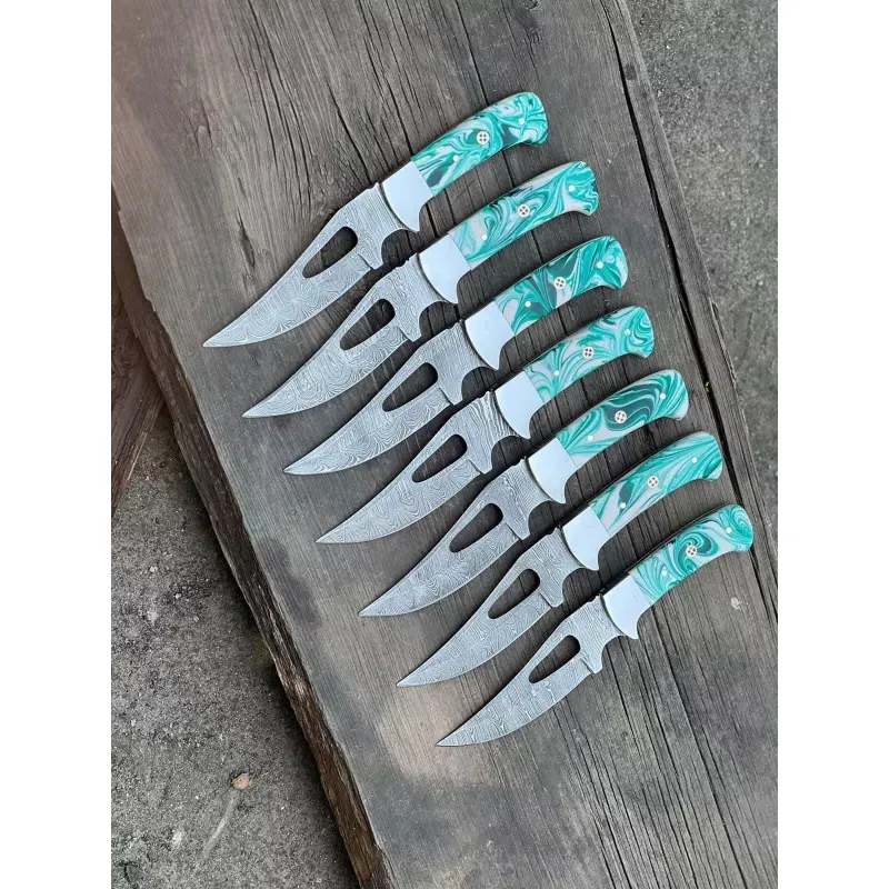 Custom Handmade Damascus Hunting Knife with Resin Handle